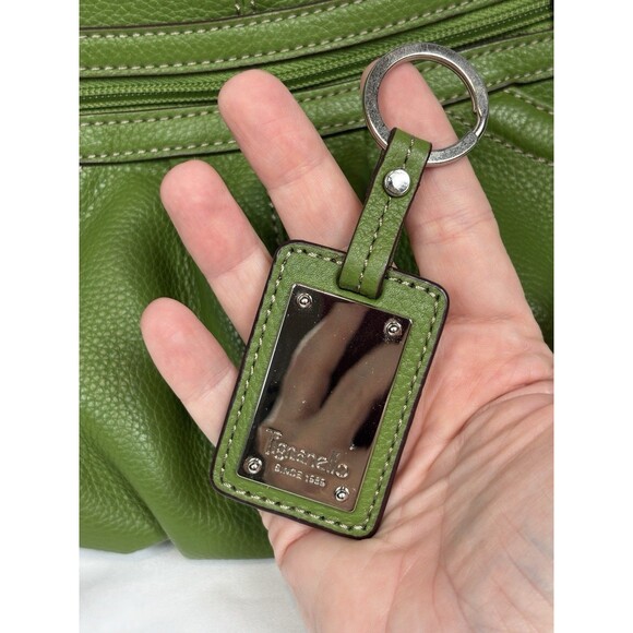 Tignanello Grass Kelly Green Leather Crescent Hobo Shoulder Bag Pockets - Picture 6 of 11